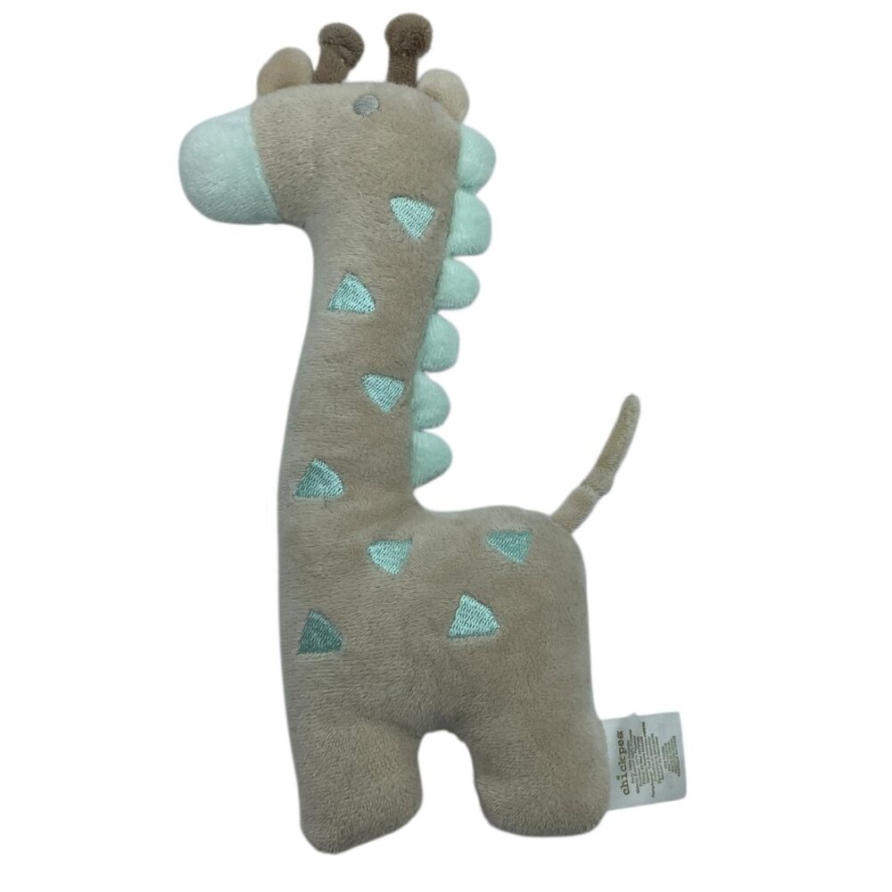 Chickpea‎ Giraffe Lovey Plush Toy Baby Safe Soft Stuffed Animal Beige Aqua 10”